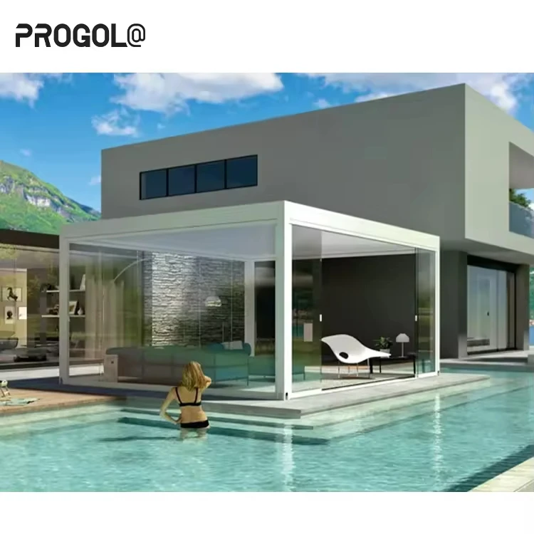 Solar Panel Pergola with Louvered Roof Aluminum Garden Gazebo Wooden Frame Outdoor Arch for Outdoor Living