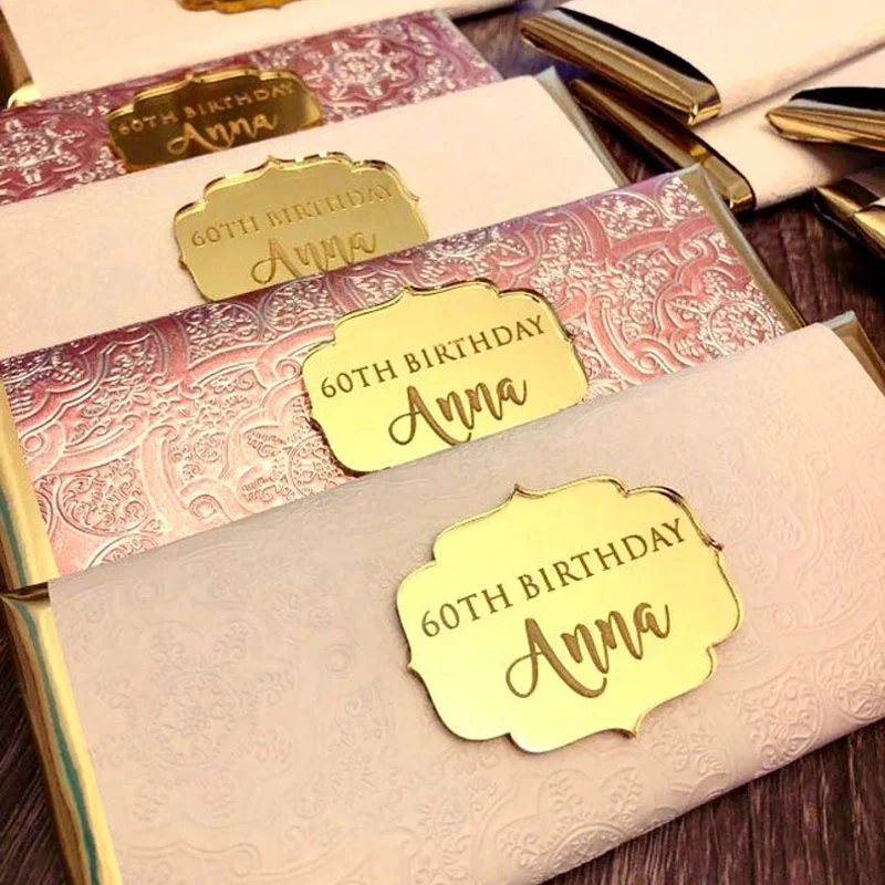 Золотая зеркальная акриловая Подарочная бирка для