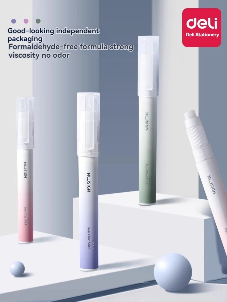 Deli NS141 Newsay Pen Type Solid Glue Stick 3 Packs of Mixed Color High Viscosity Safe Non-toxic and Non-formaldehyde