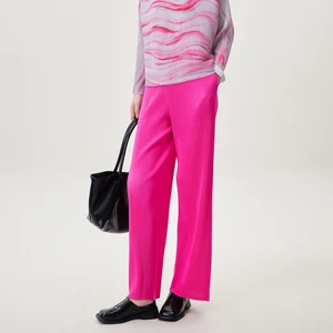 Autumn New Direct From the Factory Women's Casual Trousers Solid Color Stretch Straight Pants Miyake Pleated Pants