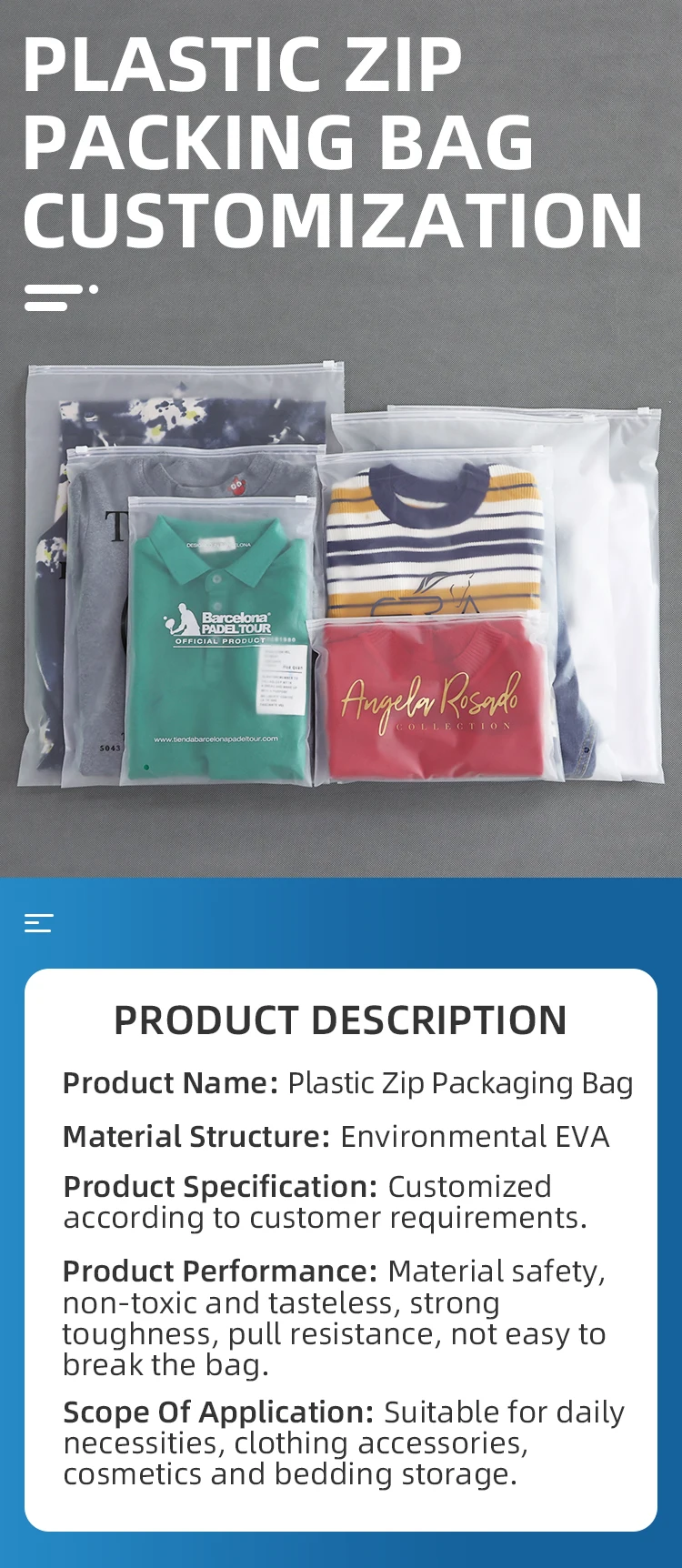 Custom Logo Printing Slide Matte Frosted Biodegradable Zipper Plastic Bag Clear Clothing T shirty Zip Bag With Own Logo Pol H5bb7e4d67c194d98accf5dd3db5b3423o