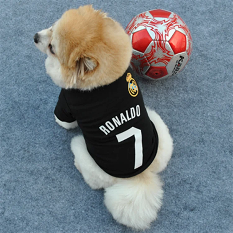 Wholesale Best quality cheaper spring autumn C Ronaldo jersey pet dog  clothes t-shirt cool black dog vest From m.