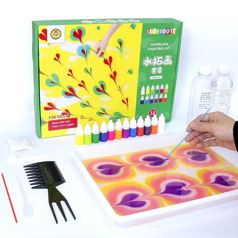 Best Selling Diy Drawing 12 Colors Arts And Crafts Kit Non Toxic  Water-Based Marble Painting Water Marbling Paint Art Kit - Buy Best Selling  Diy Drawing 12 Colors Arts And Crafts Kit