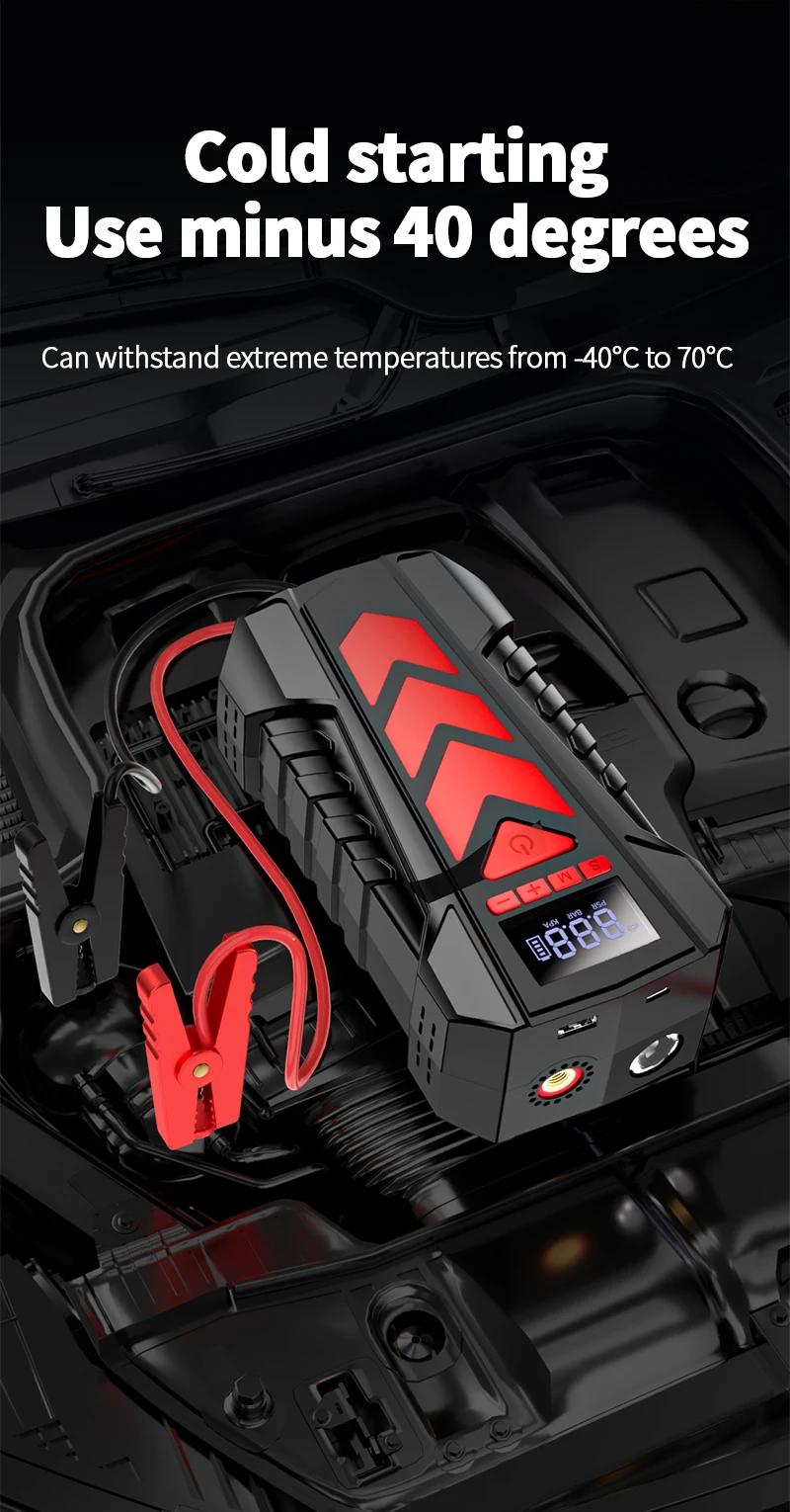 2025 NEW 12V Portable Car Jumpstarter With Air Compressor Multifunction Jump Starter Power Bank With LED Flashlight Jump Starter