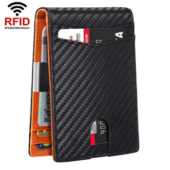 RFID Blocking Card Anti-Magnetic and Anti-Theft Leather Multi-Card NFC Contactless Protection Credit Card Blocker Wallet