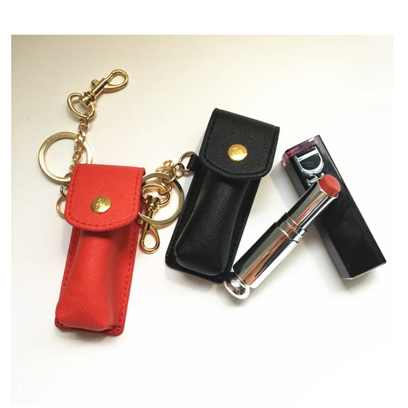 Lip Balm Bag Keychain Key Ring Holder Lipstick Heart Keychain