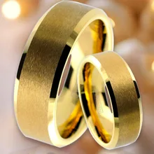 Wholesale 6/8mm Tungsten Carbide Womens Mens Gold Plated Brushed Wedding Band Ring