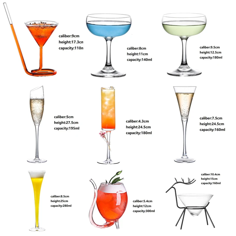 Wholesale Fashion Cocktail Glasses Cup Transparent Margarita Glass High