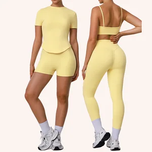 High Quality Gym Fitness Free Matching 4 Piece Sets Workout Outfits Stretchy Sports Clothes Manufacturers Activewear Loungewear