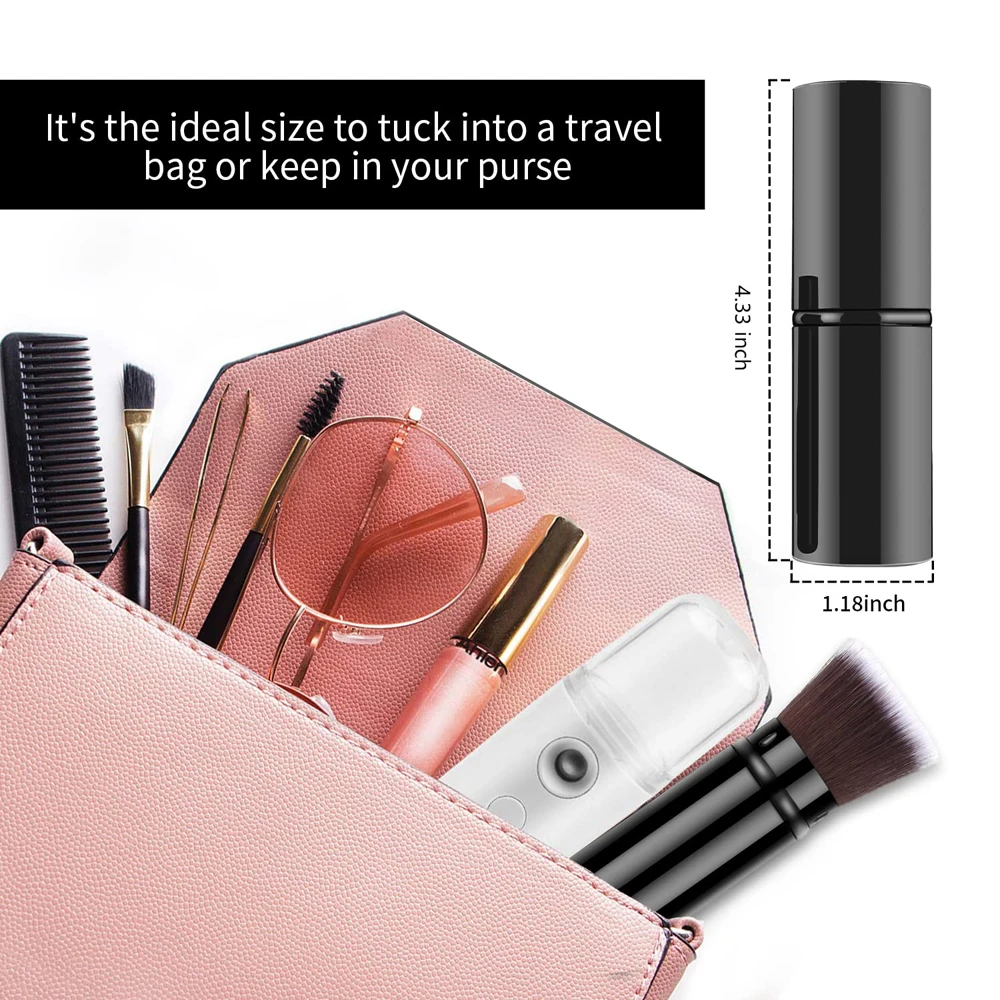 Retractable Foundation Makeup Brush,Travel Kabuki Makeup Brush Portable