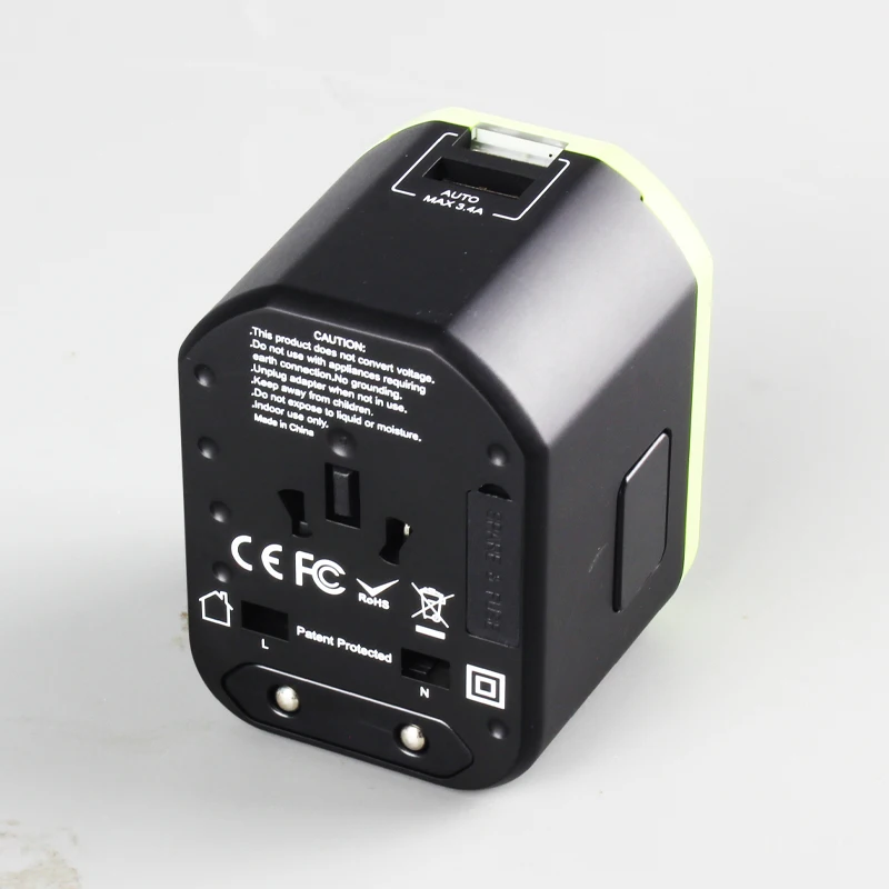 Jingsai 2USB Universal Power Converter Plug Multi-Country Travel Adapter with High 8A Rated Current for US EU UK Japan Australia