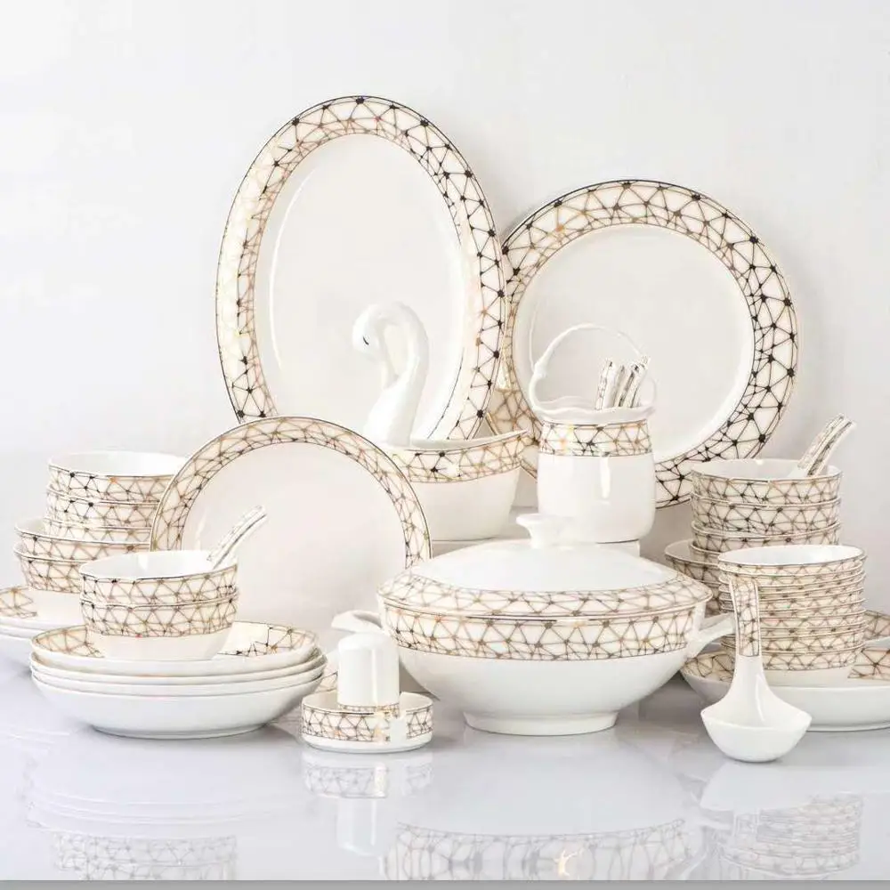 Home Luxury 58pcs Dinner Set Ceramic Flatware Custom Royal Wedding Plates  Fine Bone China Tableware Set - Buy European-style Ceramic Tableware,Dinner