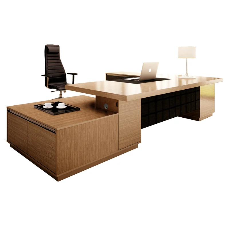 Wooden Luxury CEO Leather Modern Office Computer Desk Executive