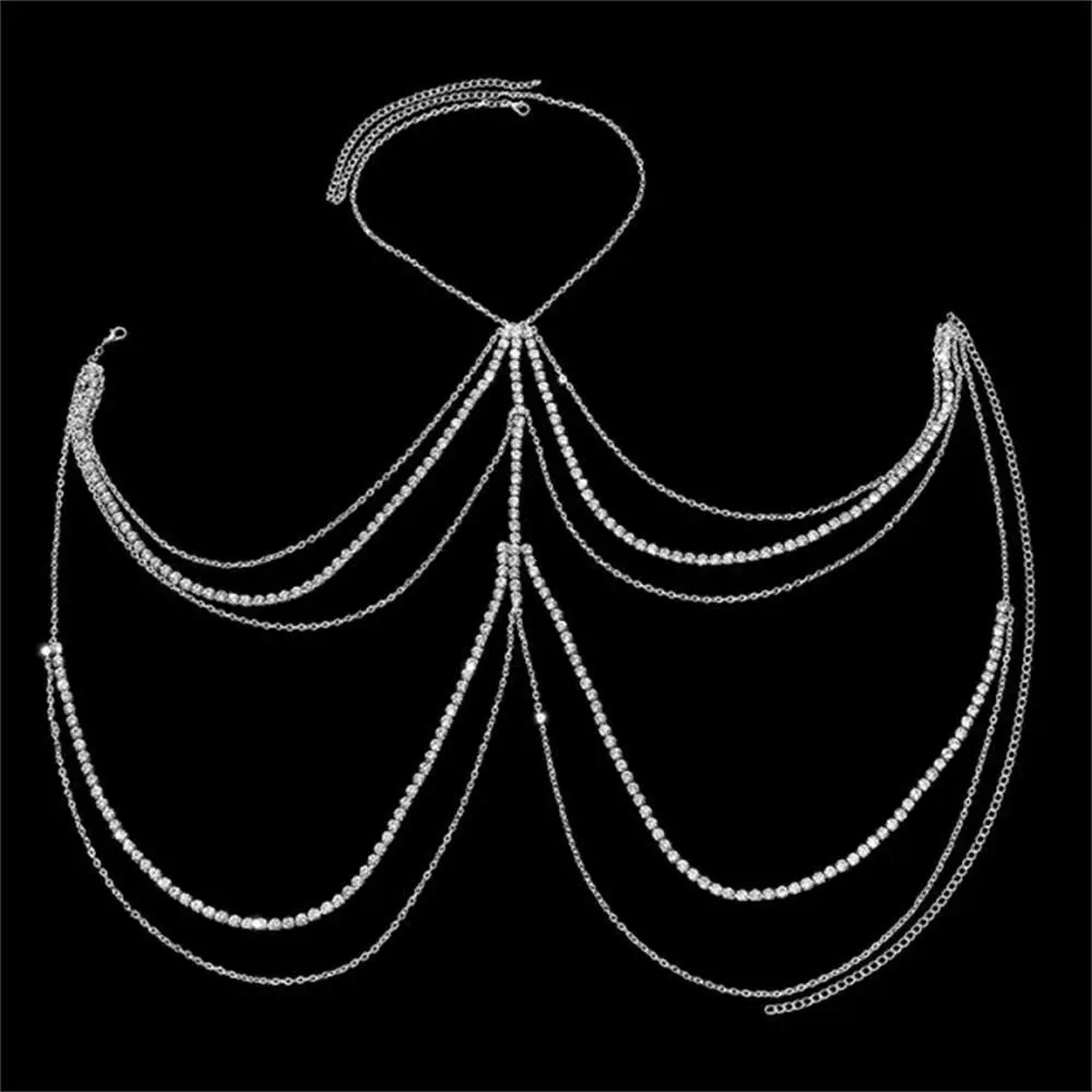Hot Multi-layer Rhinestone Chest Chain Sexy Rhinestone Fashion Jewelry Sexy Bikini Chest Chain Fashion Jewelry Body Chain