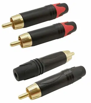 Gold Plated RCA Male Plug Connector, Black and Red Color RCA Plug and Jack