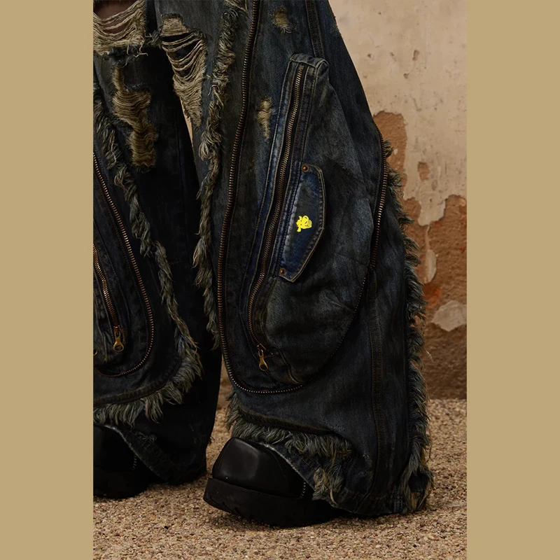 Diznew Custom 2024 Y2K Heavy Ripped Jeans - Baggy & Stylish