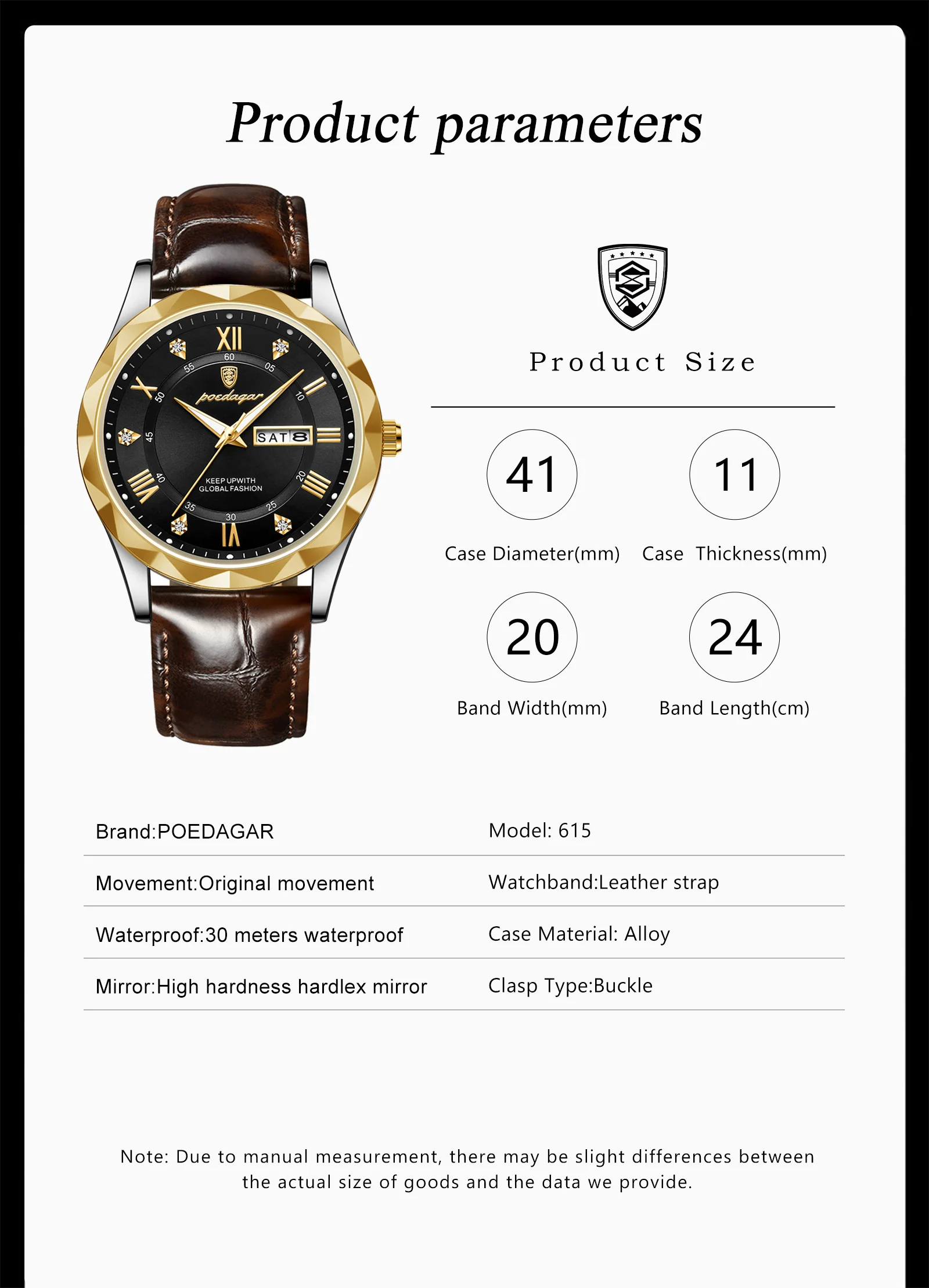 New Poedagar 615 Men's Watches Fashion Trend Quartz Wristwatch Original ...