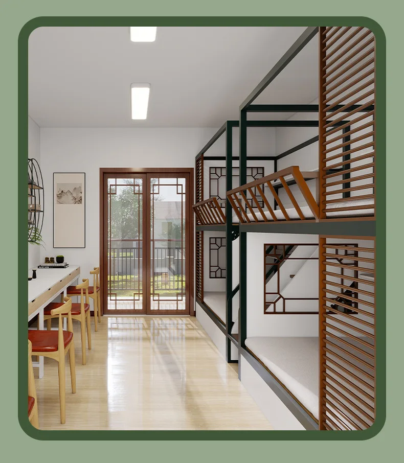 product multifunctional dormitory bed single loft bed metal bunk bed with wardrobe cloakroom for school-10