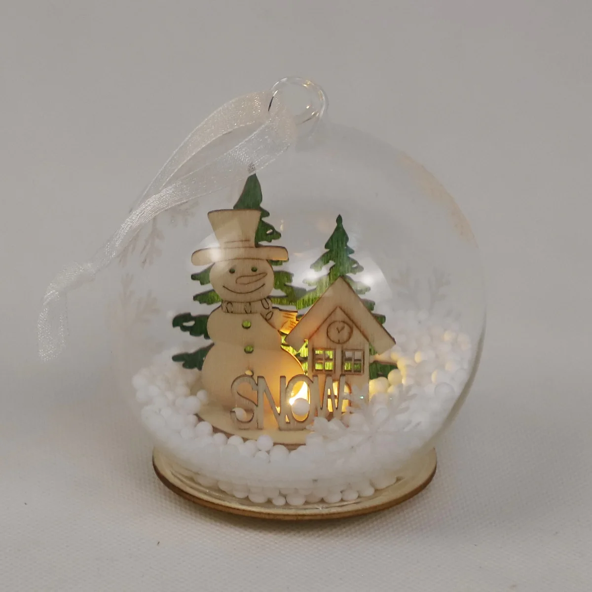 Hand made customizable tree hanging ornament 8 cm christmas luxury glass ball with tree inside xmas handicraft ornaments supplier