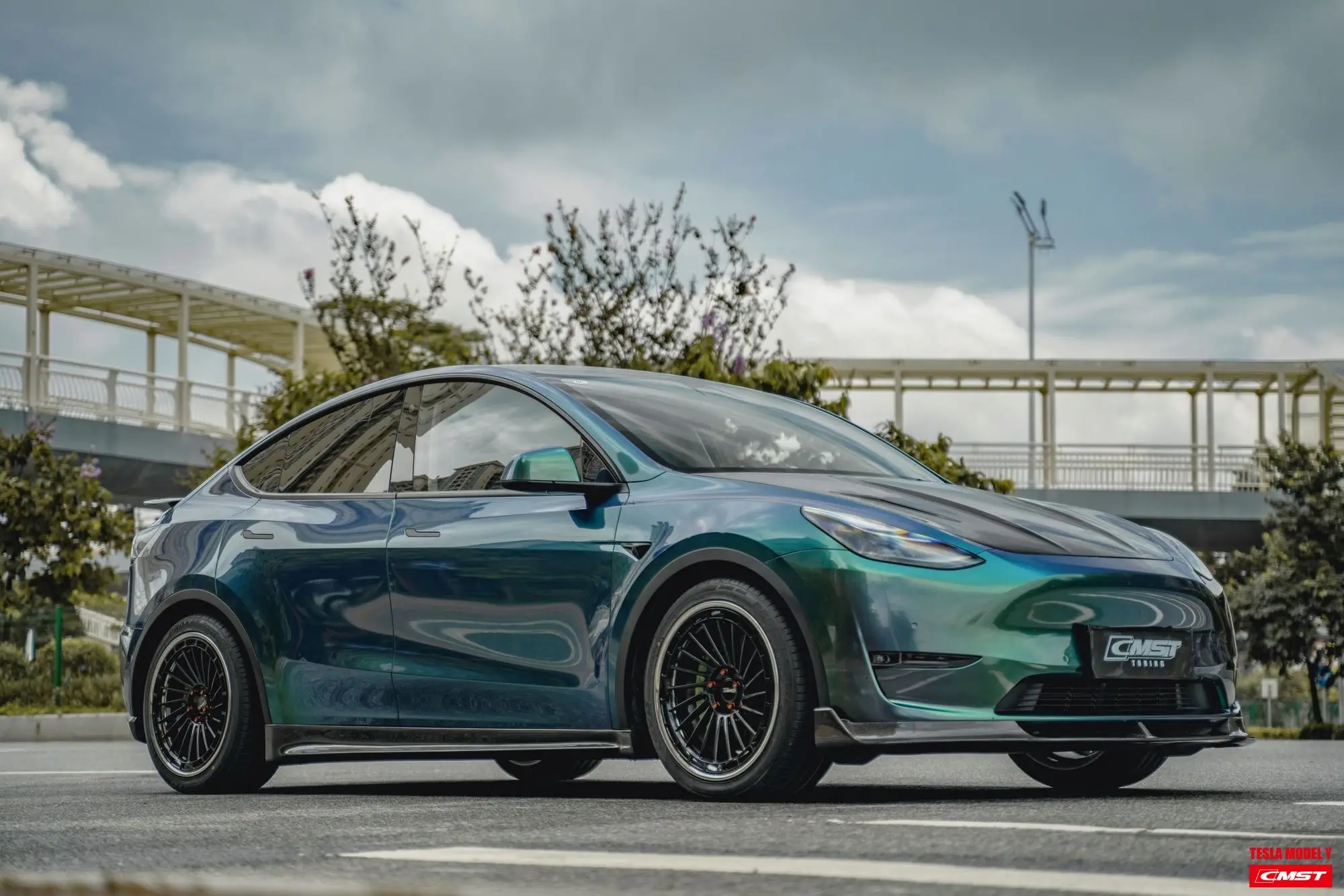 Tesla Model Y Carbon Fiber Hood Cmst Tuning Carbon Fiber Hood Bonnet Ver.2 For Tesla Model Y Body Kit