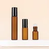 Matte amber bottle + Glass roller ball + Plastic black cap