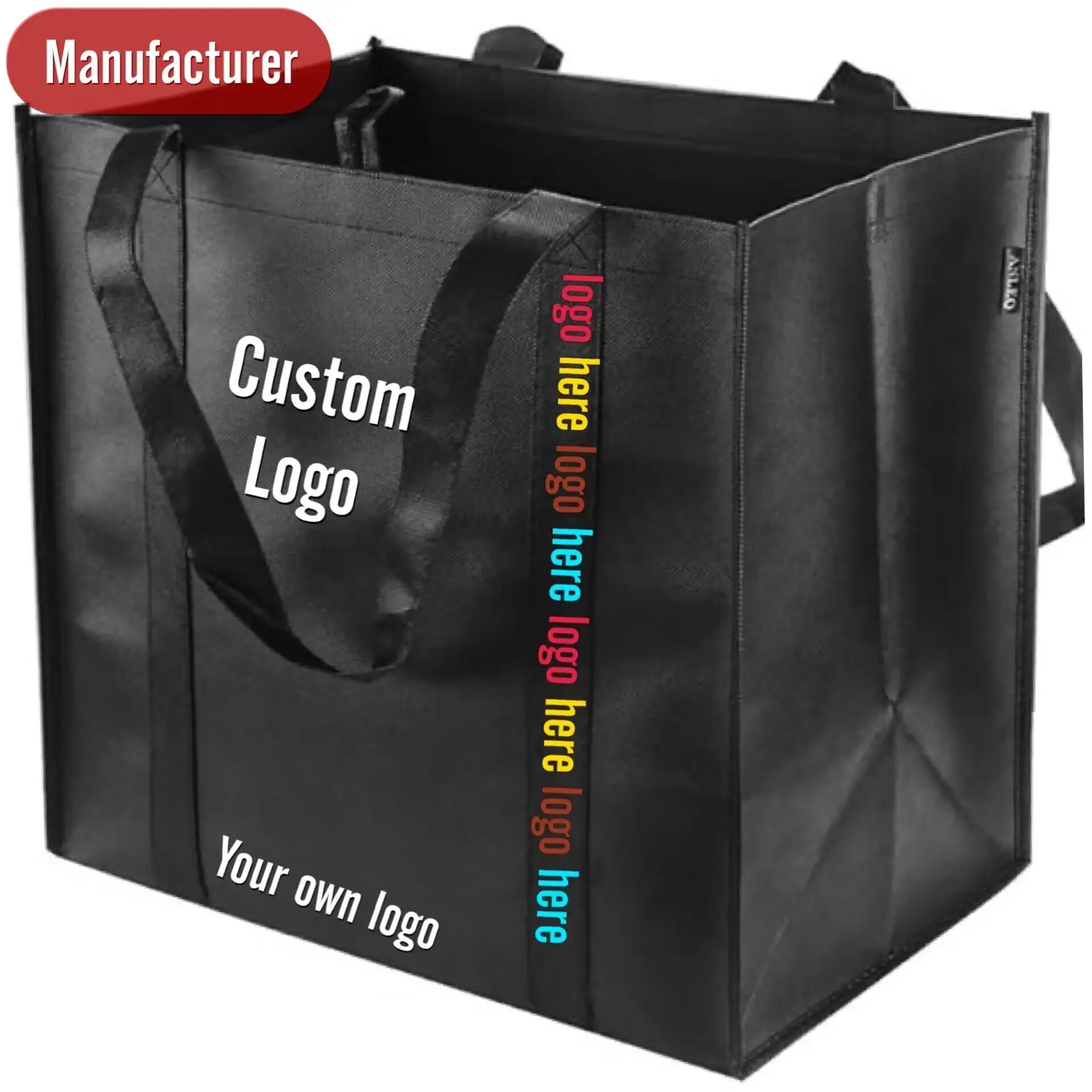 Reusable Eco Non-woven pp Nonwoven Fabric Shopping Tote Bags pp Custom Non Bags Woven Fabric Recycle Tote Bags 100 Gsm factory