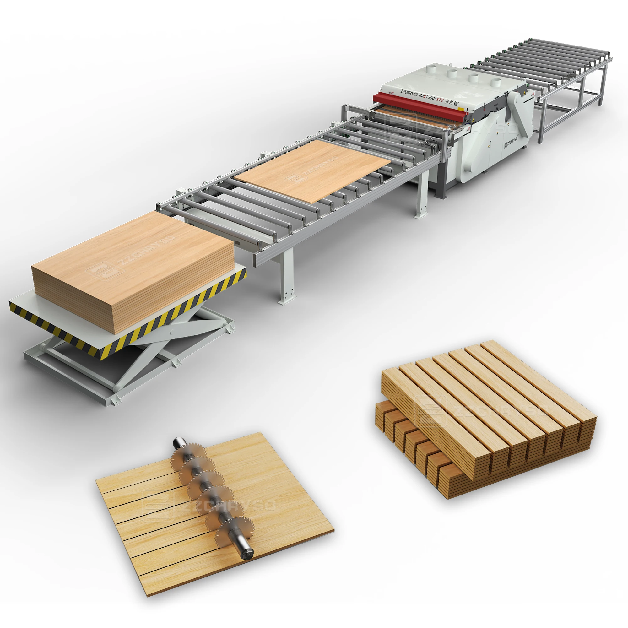 Automatic Wood Plank Multi Ripping Cutting Saw 4X8ft MDF Boards Multi ...