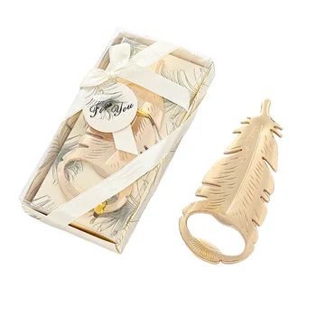 Elegant Gold Peacock Feather Metal Beer Bottle Opener with Gift Box Wedding Favor Party Favor Gift Guests' Souvenir or Giveaways