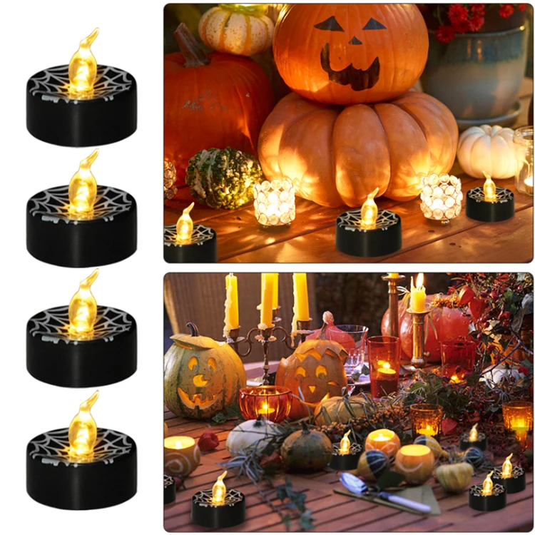 12 Candeline LED A Forma Di Ragno Per Halloween – Luce Calda, A Batteria, Decorazione Casa Interno/Esterno