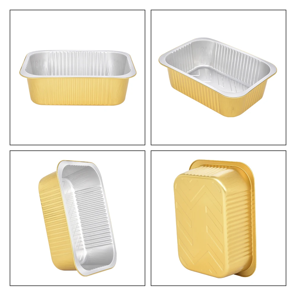 product c3300 111oz 3300ml gold aluminum foil container food grade disposable catering pan for cooking  baking for packaging-5