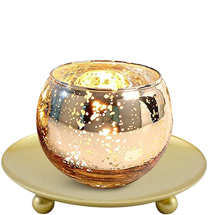 Factory Custom Metal Candle Tray Nordic Round Party Decoration 