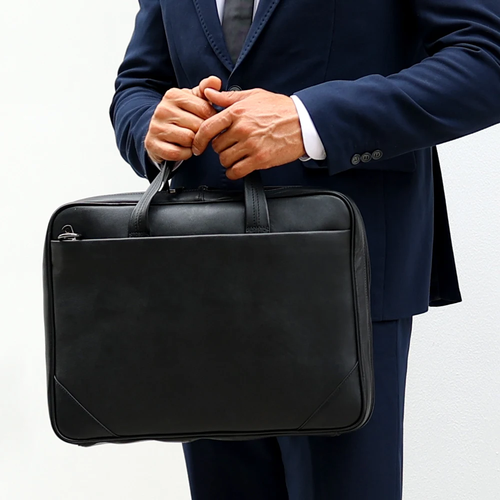 OEM ODM Style Custom Color Men Black Thin Slim Crossbody Cowhide Genuine Full Grain Leather Laptop Briefcase Bags