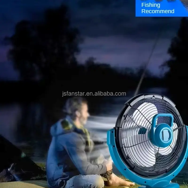 Industrial 12-Inch Small Rechargeable Lithium Battery Portable Electric Fan for Outdoor Camping Lighting Cross-Border Household