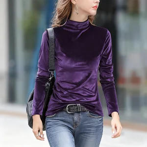 Fashionable Autumn-Winter Women's Slim-Fit High-Neck Long-Sleeved Casual T-Shirt Top
