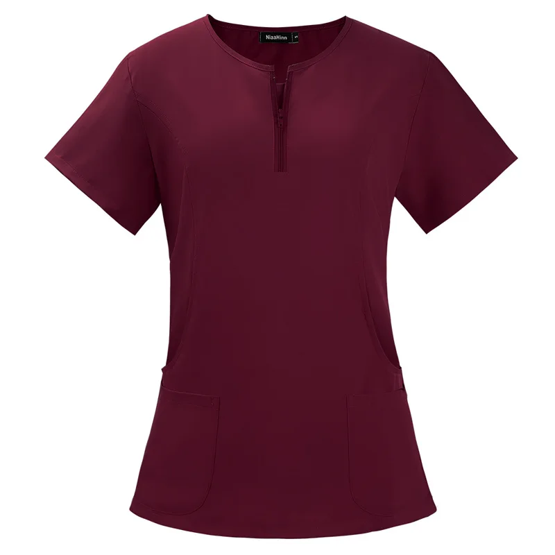 Hot Selling Nurse Scrubs Tops Unisex Quick-Drying Fashion Short-Sleeved Hospital Uniforms Nursing Service Work Clothes Summer