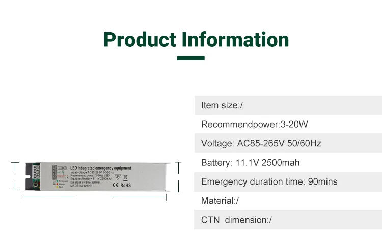 Hot Selling 3W 20W Battery Power Rechargeable Led Emergency Driver Power Supply