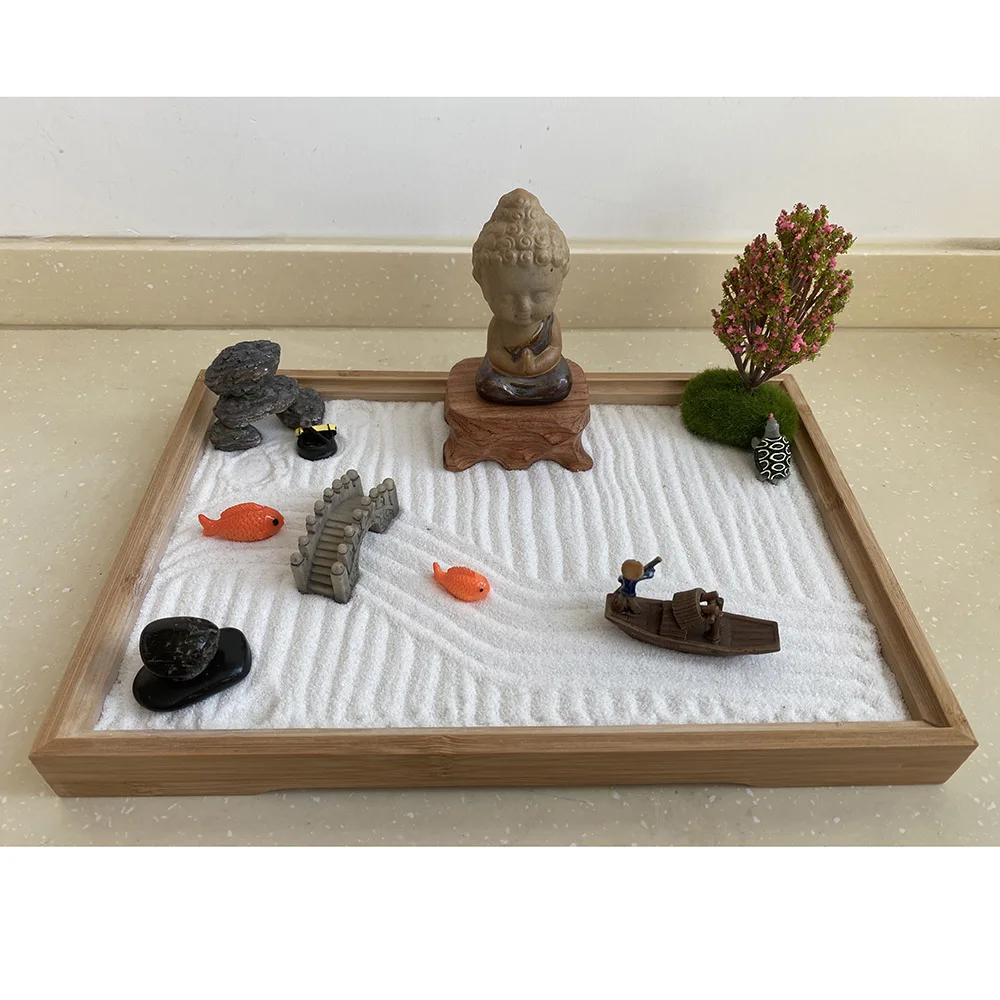 Giardino Zen Da Scrivania 9x7cm - Kit Meditazione Con Sabbia E Accessori - Foto 8