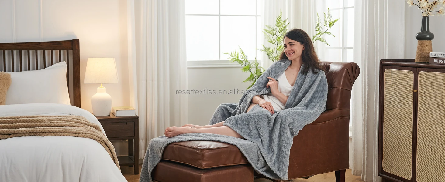 Premium Silky Flannel Fleece Super Soft Sherpa Throw Blanket Jacquard Pattern Lightweight Bed Blanket Winter Decorative