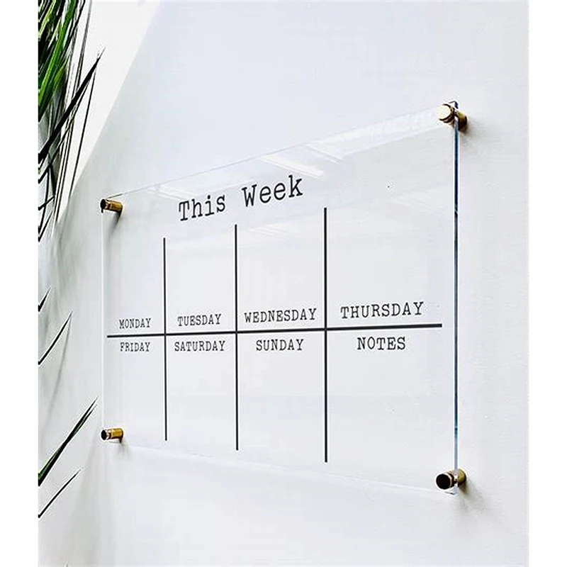 Фабричная поставка акриловый календарь настенный для месячных и Еженедельный