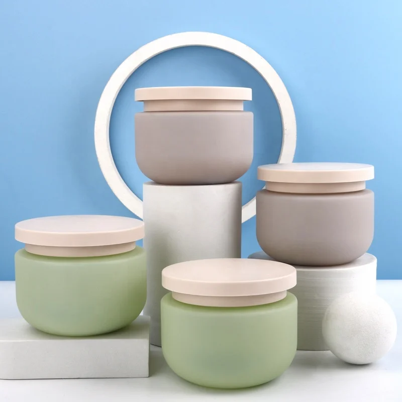 Wholesale Skin Care Face Cream Matte Hdpe Plastic Green Brown Cream 8oz Cute Cosmetic Jars 250ml