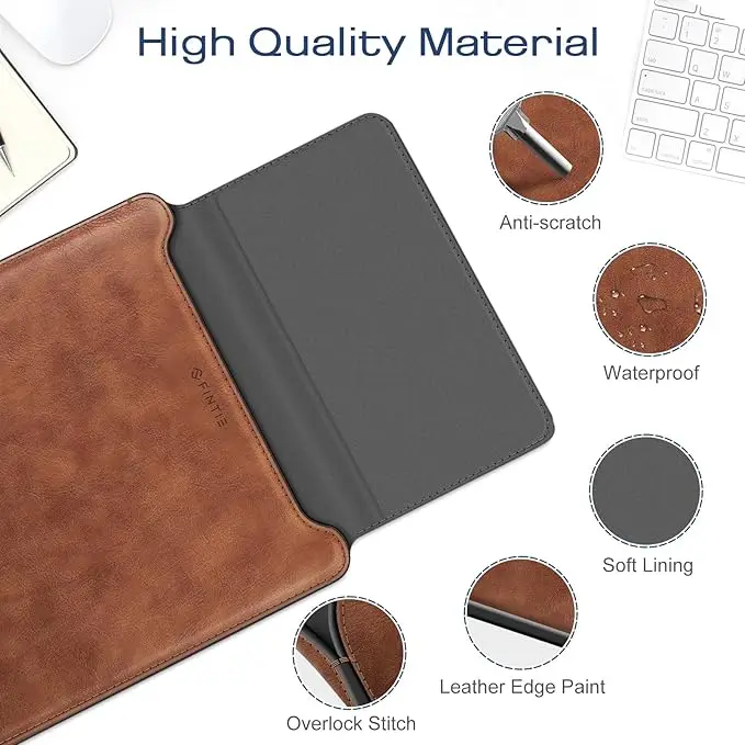 product magnetic leather laptop sleeve handle bag oem odm lightweight for business man women 13 14 15 16 inch portable computer cover-5