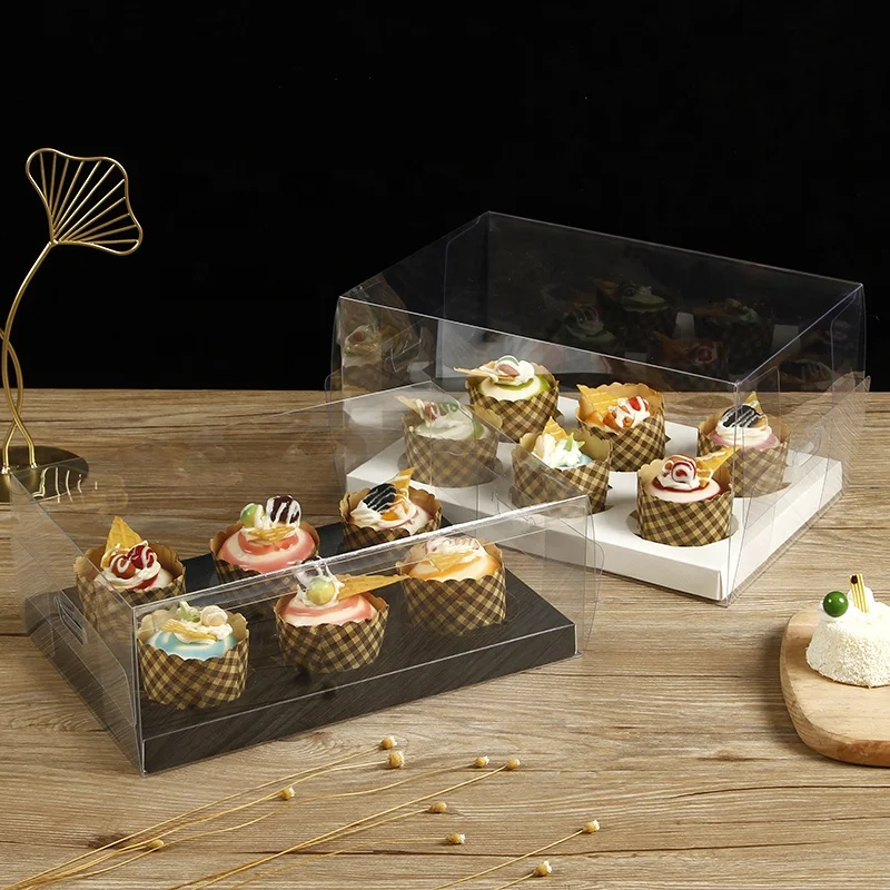 XJH Clear Transparent Cupcake Boxes and Packaging Cake Cookie Boxes With Window Muffin Dragees Holder Dessert Containers
