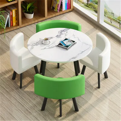 Высококачественный светлый роскошный обеденный стол круглый современный для дома маленькая квартира Ресторан легкий роскошный обеденный стол и стул