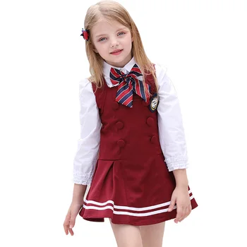 Beautiful Kids Wine Red Good Fitting Highly-well Made School Dress Girl ...