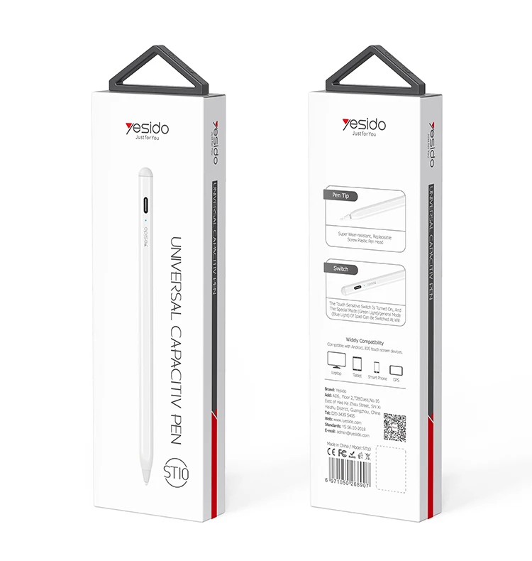 ST10 Yesido IP Tablette Active Stylet Deux Modes Intégrés Avec Batterie 110 mAh Tactile Capacitif Stylo Pour Tablette