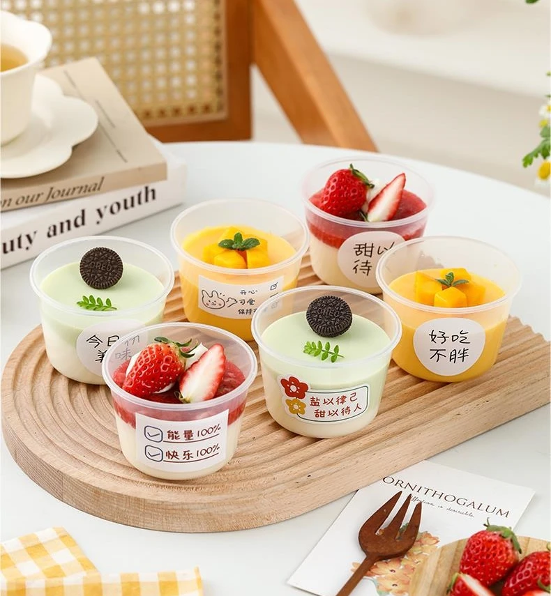 High Quality Plastic 220ml 280ml Transparent PP Double Skin Milk Yogurt PP Pudding Cup With Lid