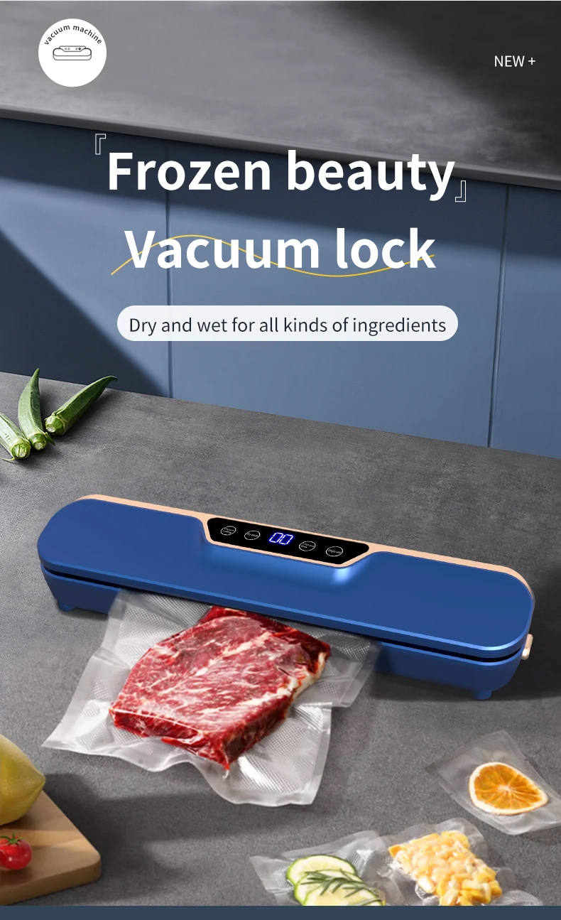 Vacuum Food Preservation Sealer with Liquid Crystal Display Automatic Sealing Machine for Food Storage