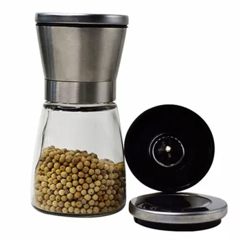 Household Stainless Steel Spice Grinder with Glass Bottle,Ceramic Cores
