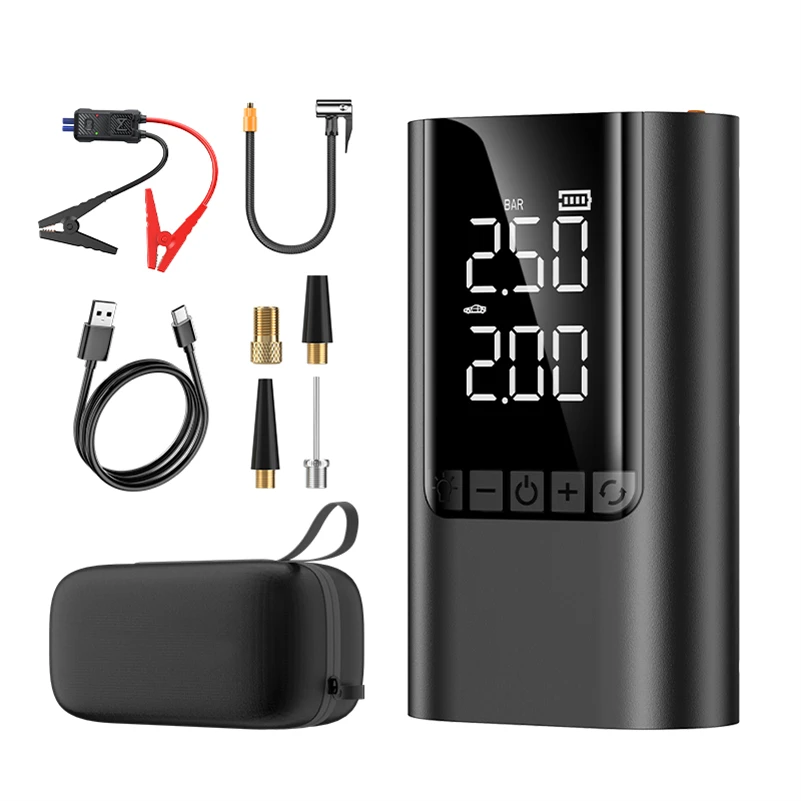 High Quality Auto Stop Mini Booster Car Jumper Starter 12V Battery Pack Digital Smart Tyre Inflator and Battery Jumper