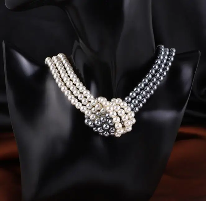 Knot Simulated Pearl Tassel Necklace 